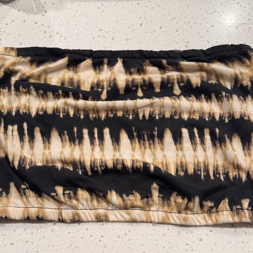 Black and Tan Tie-Dye Tube Top